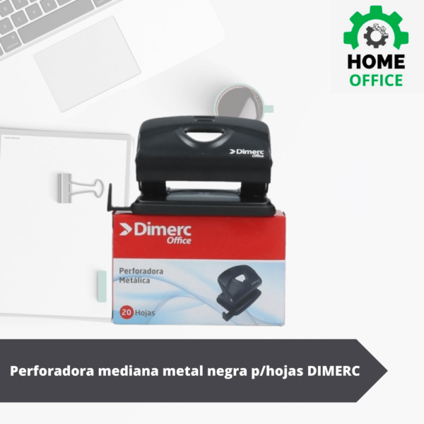 Perforadora mediana negra p/20 hojas DIMERC
